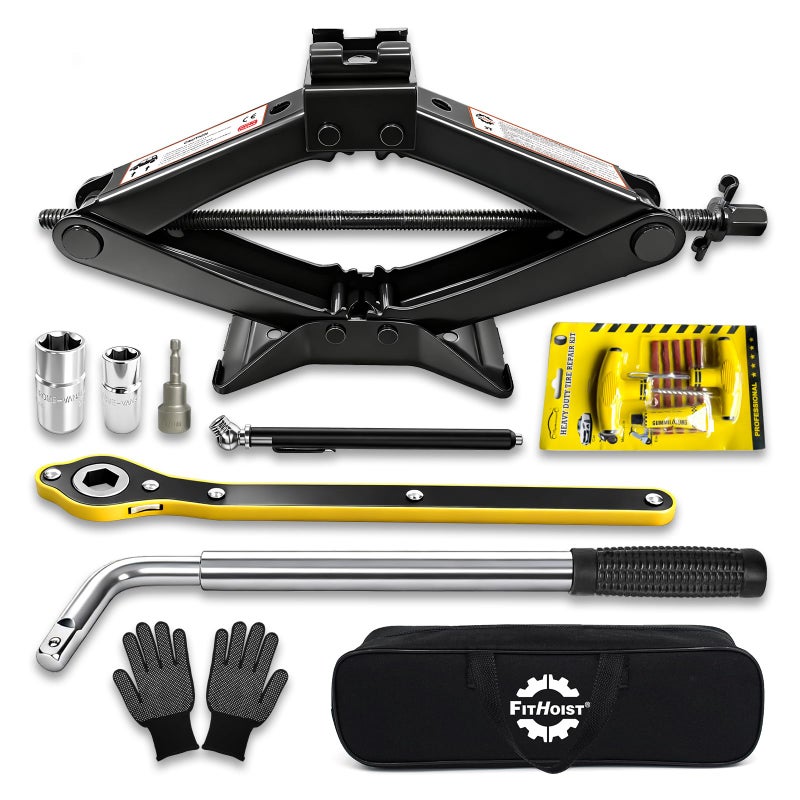 FITHOIST Car Jack, Scissor Jack, Car Jack Kit 3 Ton (6614 lbs), Emergency Tire Kit with Lug Wrench,Suitable for Sedan, Coupe, SUV, MPV and Most Vehicle - Image 1