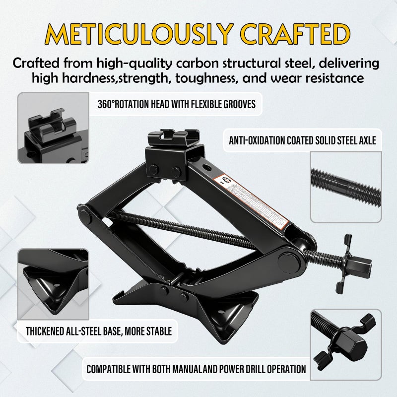 FITHOIST Car Jack, Scissor Jack, Car Jack Kit 3 Ton (6614 lbs), Emergency Tire Kit with Lug Wrench,Suitable for Sedan, Coupe, SUV, MPV and Most Vehicle - Image 4