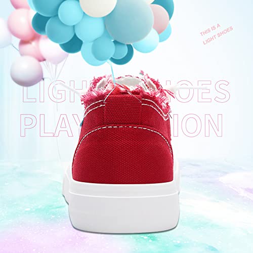 Obtaom Women's Play Fashion Sneaker Comfortable Walking Shoes Red Canvas Slip on Shoes(Red US08) - Image 4