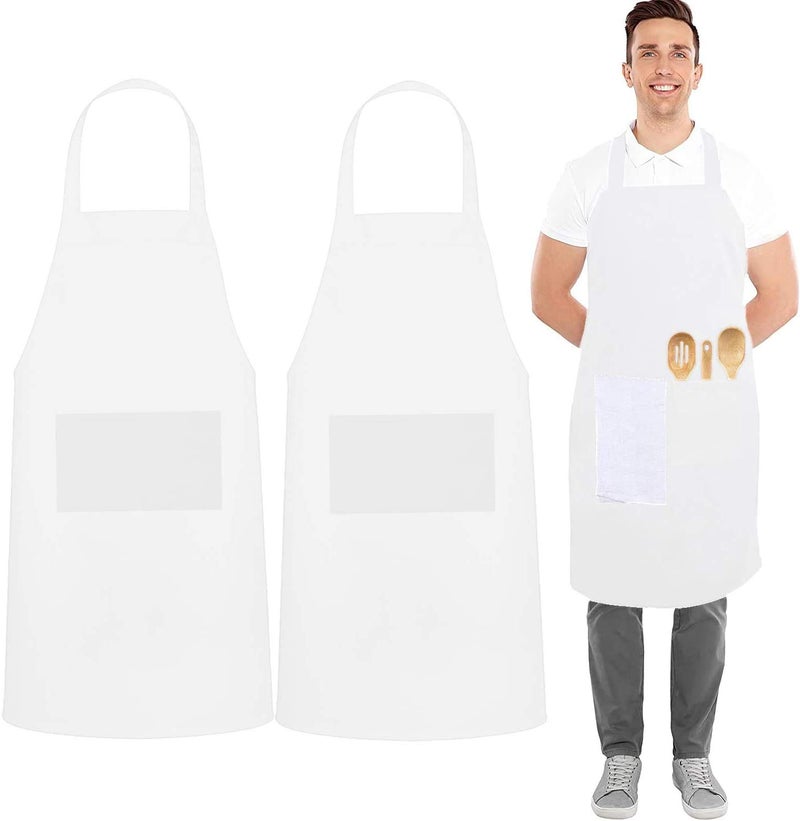M I Fashions M I Fashions 100 Cotton Chef Aprons Set of 2 Pieces Kitchen Apron for Men and Women 2 Front Pockets Cooking Apron 31X25 Inches  - Image 1