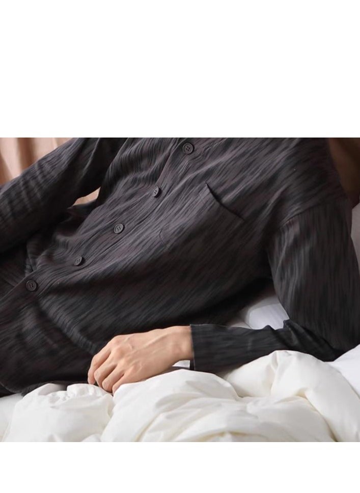 MIIOW - Men's Pure Cotton Casual Long Sleeved Long Pants High-End Home Clothing Can Be Worn As An Outerwear Set - Image 1