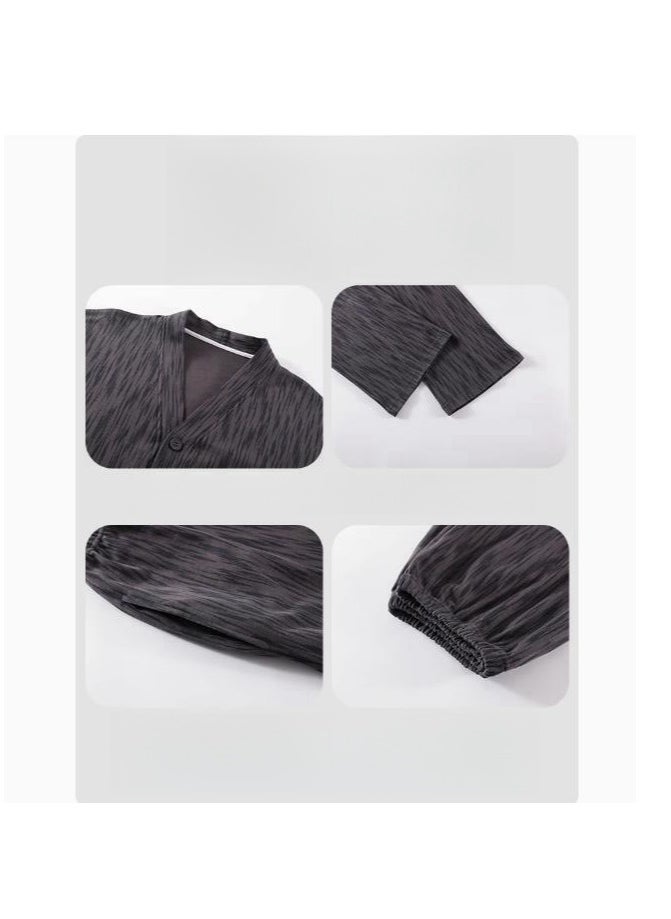 MIIOW - Men's Pure Cotton Casual Long Sleeved Long Pants High-End Home Clothing Can Be Worn As An Outerwear Set - Image 1
