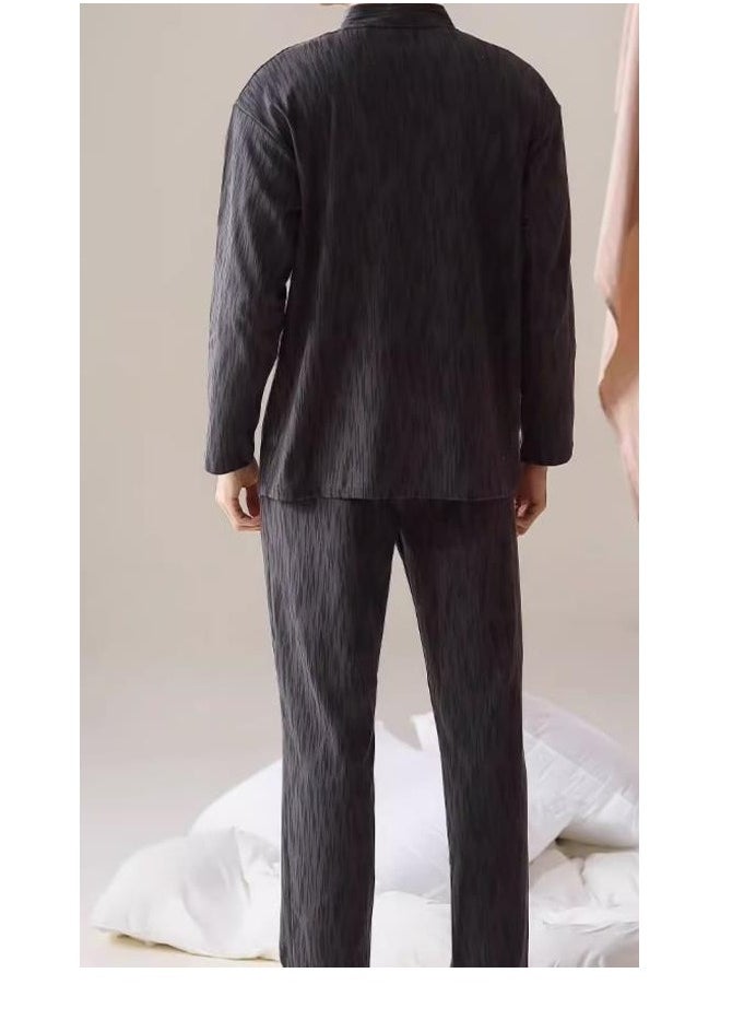 MIIOW - Men's Pure Cotton Casual Long Sleeved Long Pants High-End Home Clothing Can Be Worn As An Outerwear Set - Image 1