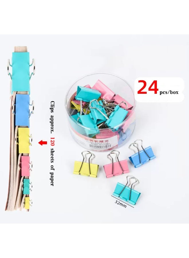 Sunspire 24-Piece Binder Clips 32mm，Fold Clamp Design（coloured） - Image 2