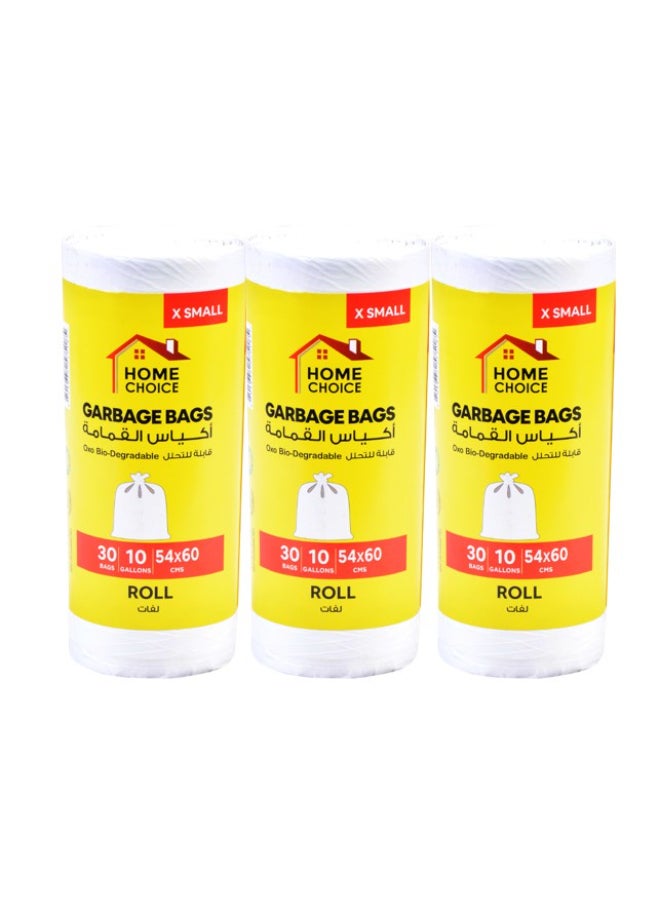 HOME CHOICE 10 جالون، لفات أكياس القمامة 54*60، عبوة من 3 (90 كيس قمامة)، أكياس صغيرة جداً للقمامة، أكياس نفايات - Image 1