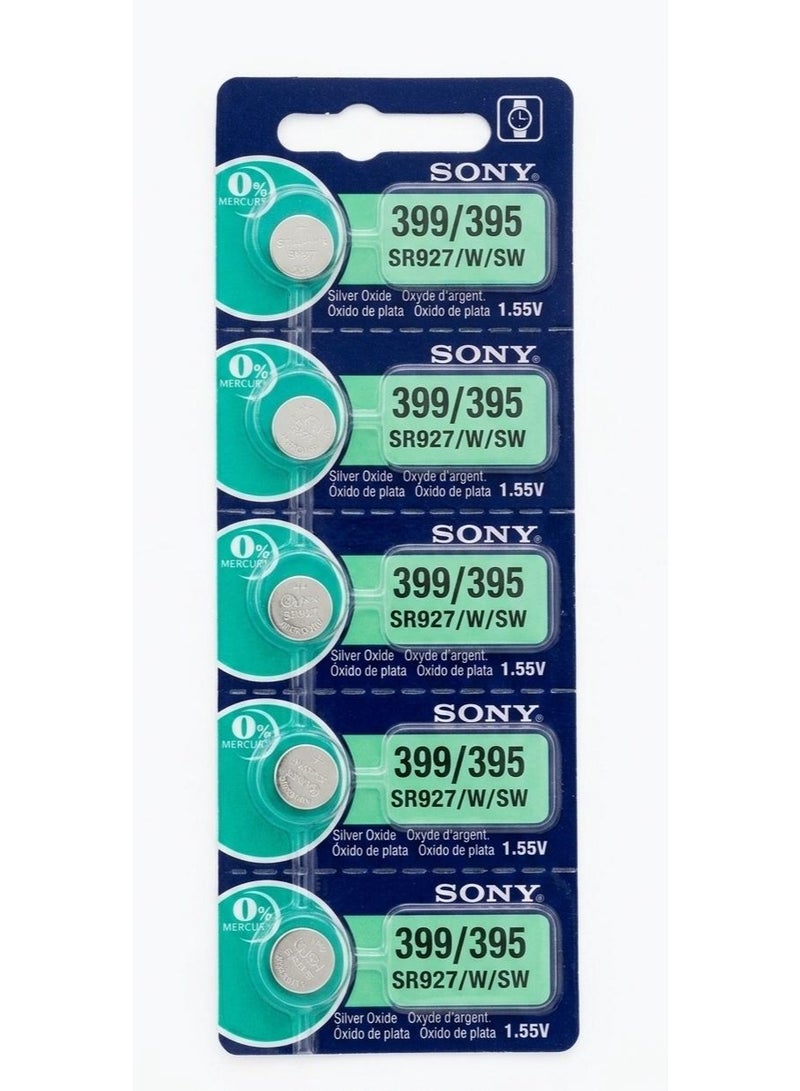 Sony SR927SW 395/399 Silver Oxide Watch Battery 1.55V - Pack of 5 - Image 2
