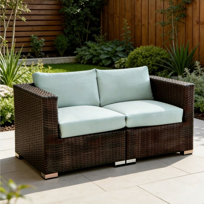 1pc Coffee Brown Y Fiber Fabric Shower Cap Style Sofa Cushion Cover Summer Outdoor Solid Color High Elasticity Removable Washable All Season Universal Sofa Slipcover Suitable For Garden Balcony Courtyard Bedroom Living Room - Image 1