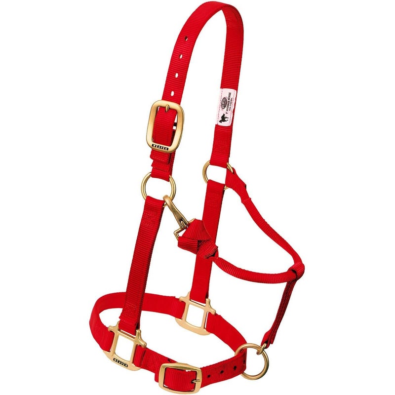 Weaver Leather Original Adjustable Chin and Throat Snap Halter M. Red - Image 1