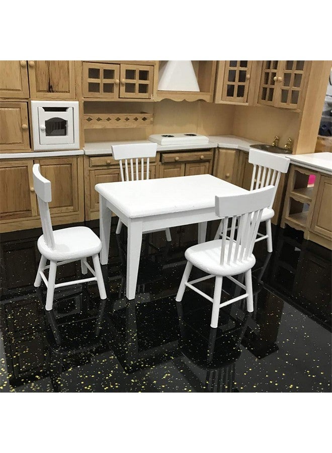 SXFSE Dollhouse Decoration Accessories, 1:12 Dollhouse Miniature Furniture Wooden White Dining Table Chair Model Set - Image 5
