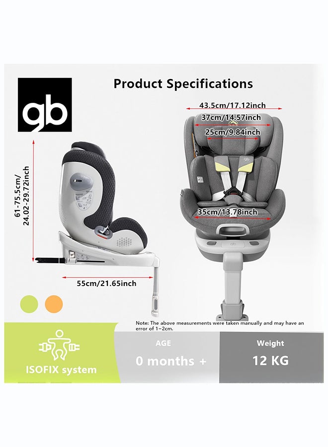 GB Safety Cabin S3 Convertible Car Seat, 360° Swivel, 0-7 Years, Grey, Booster Seat & Facing Booster Seat - Image 2