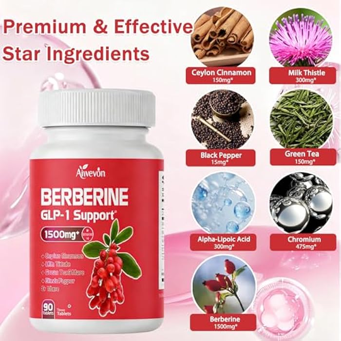 Berberine 1500mg Capsules with Ceylon Cinnamon, Chromium & Alpha Lipoic Acid – Metabolic Support Supplement for Energy & Weight Management – Vegan, Non-GMO – 90 Count - Image 2
