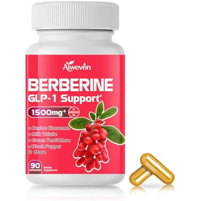 Berberine 1500mg Capsules with Ceylon Cinnamon, Chromium & Alpha Lipoic Acid – Metabolic Support Supplement for Energy & Weight Management – Vegan, Non-GMO – 90 Count - Image 1