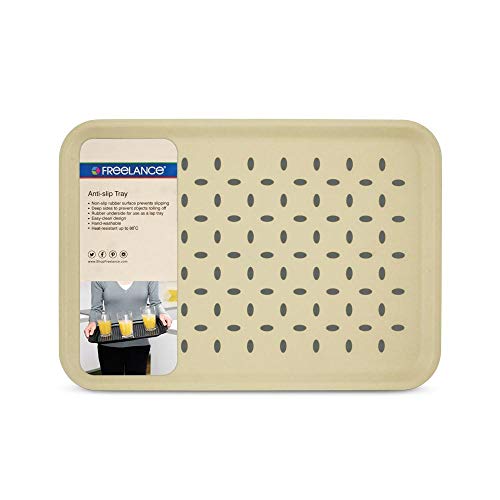 Freelance Anti Slip Serving Tray - 34 x 24 cm - Cream - Non-Slip Rubber Surface, Break-Resistant - Versatile Anti Skid PP Plastic Kitchen & Dining/Coffee Table Trays for Breakfast/Food/Tea - Image 4