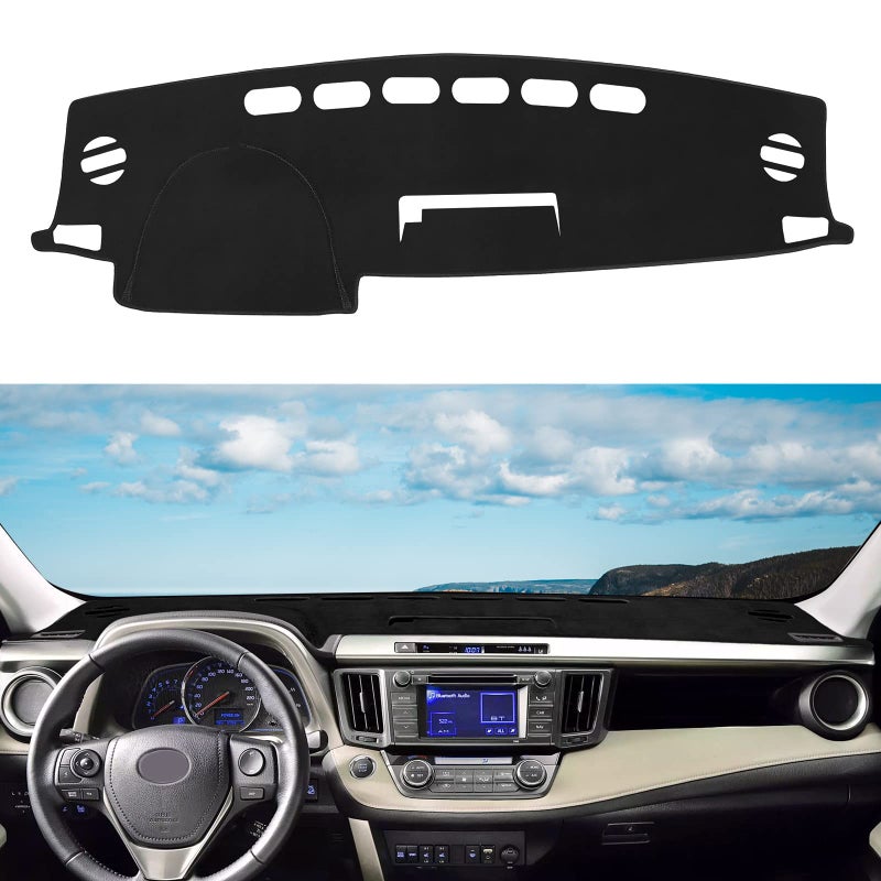 Rilsen Dashboard Cover Mat Custom Fit for Toyota RAV4 20132018 Dash Cover Nonslip Dash Mat Protector Sunshade No Glare Black