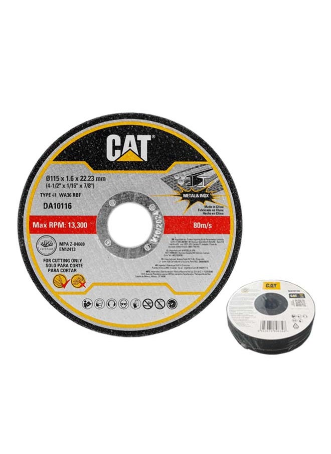 كاتربلر - CAT DA10116 قرص قطع معدني مسطح وفولاذي غير قابل للصدأ بقطر 115 ملم  4.5 بوصة 10قطعة - Image 1