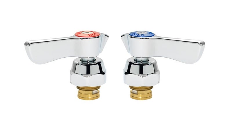 Krowne Silver Series 21300L 14 Turn Ceramic Repair Kit with Hot and Cold Valve Handles for Commercial Food Industry Restaurant  Fits 104 114  138 Faucets  9H x 6W x 5L Stainless Steel