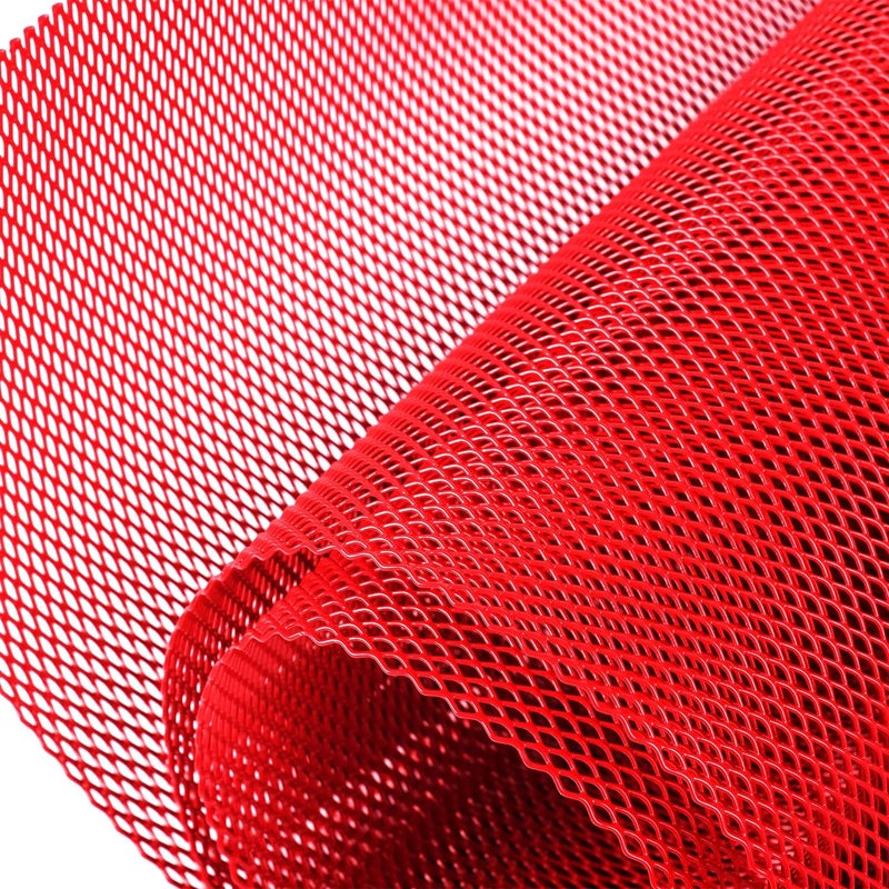 AggAuto Universal 40"x13" Car Grill Mesh - Aluminum Alloy Automotive Grille Insert Bumper Rhombic Hole 3x6mm, One of the Most Multifunctional Shape Grids Red - Image 1