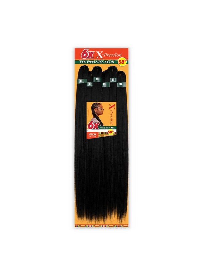 Sensationnel Xpression prestretched braiding hair - Kanekalon flame retardant smooth yaki braid hair extension 6X 58 inch (Color:1B OFF BLACK)