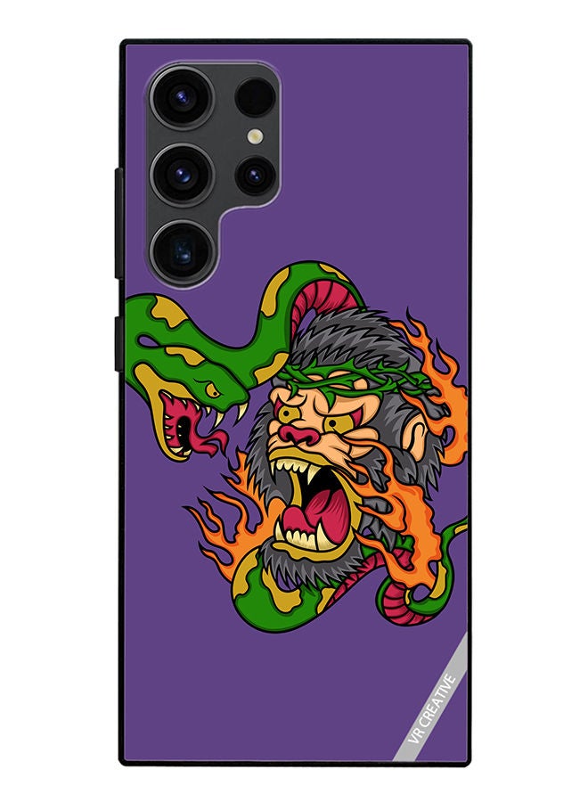 VR CREATIVE Protective Case Cover For Samsung Galaxy S23 Ultra 5G King Kong Vs Snake Design Multicolour - Image 1