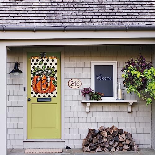 AVOIN colorlife Fall Monogram Letter B Garden Flag Polka Dot Pumpkin 12x18 Inch Double Sided Outside, Small Burlap Family Last Name Initial Yard Decoration - Image 3