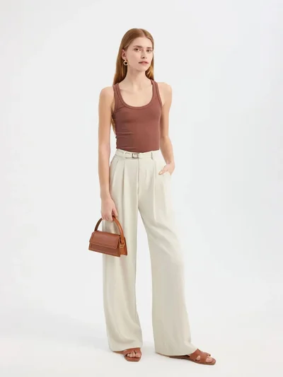 هيكاب بلوزة كامي أساسية بياقة دائرية