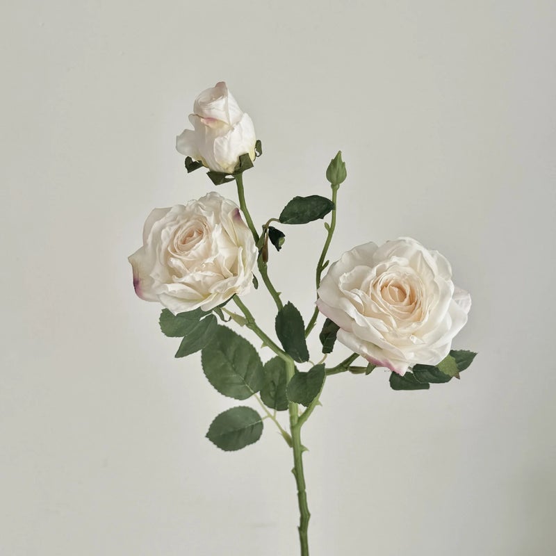 Bluejw Vintage 3-Headed Rose Oil Painting Style Artificial Dried Flowers Bouquet with Burnt Edges – Handheld Decorative Dried Plants for Photo Props & Home Decor - Image 1