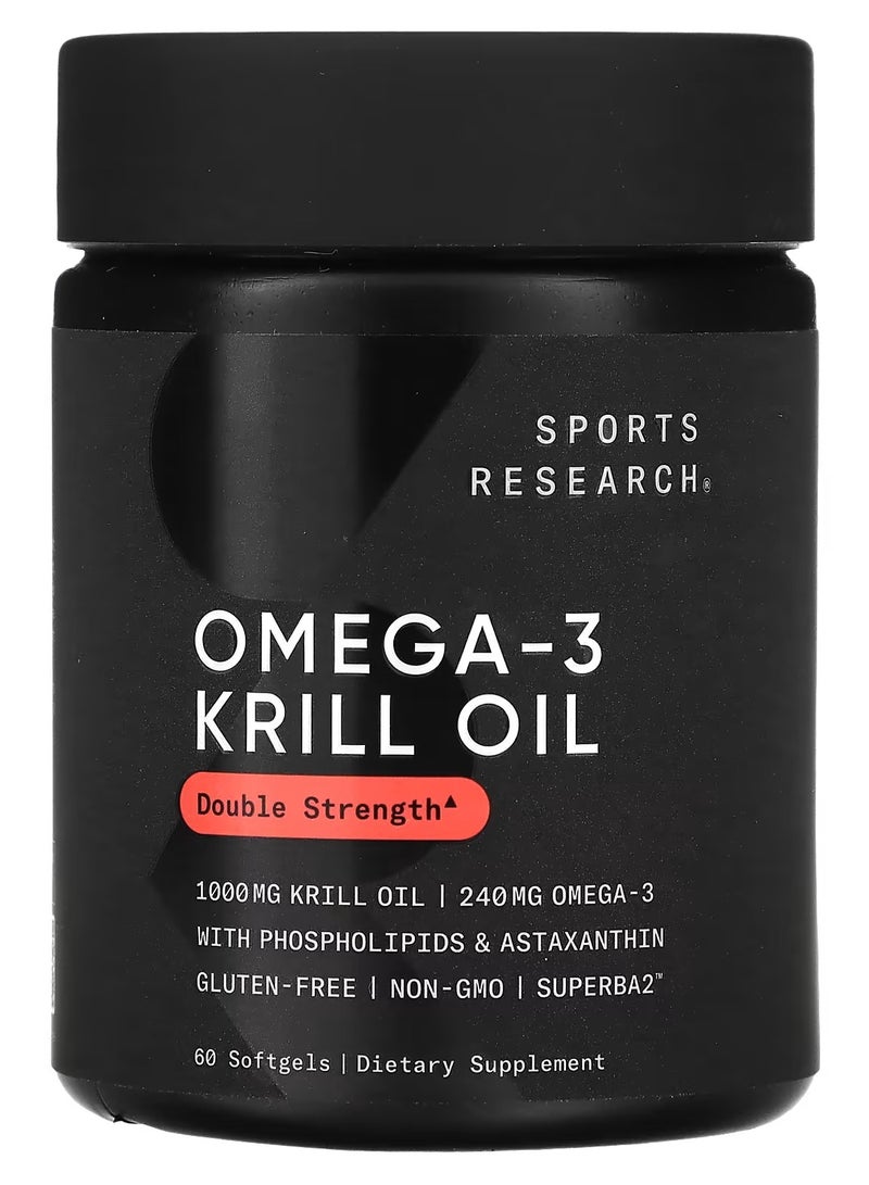 SPORTS RESEARCH Omega-3 Krill Oil, Double Strength, 1,000 mg, 60 Softgels  - Image 1