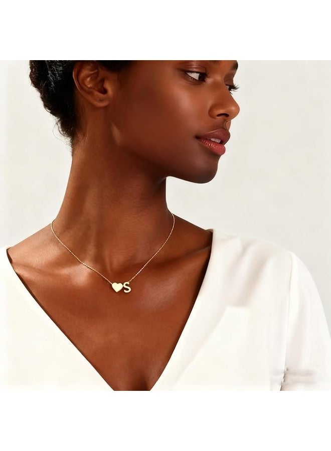 AQUILUX 4Avenue 18K Gold Plated Dainty Heart & Initial Letter "S" Necklace - Minimalist Personalized Jewelry for Women - Ideal Birthday & Anniversary Gift - Image 5