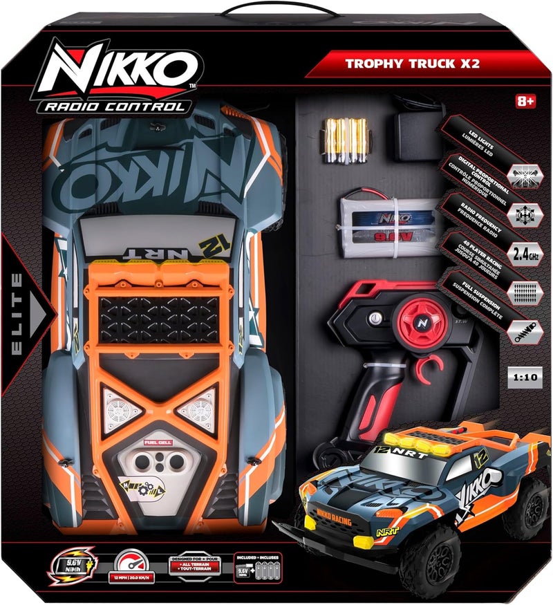NIKKO شاحنة نيكو RC إلترا تروفي X2 – مقياس 1:10 شاحنة تحكم عن بعد عالية الأداء (18'' / 46 سم) – مركبة R/C متينة للطرق الوعرة للأطفال من عمر 8 سنوات فما فوق، نماذج متنوعة - Image 1