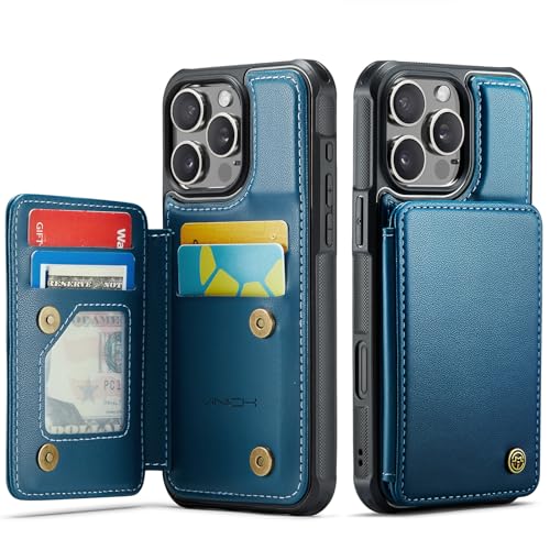 Vinich for iPhone 16 Pro Max Wallet Case with Card Holder, RFID Blocking Credit Slots Kickstand Shockproof Phone Cover Fit for iPhone 16 Pro Max 6.9" Blue - Image 1