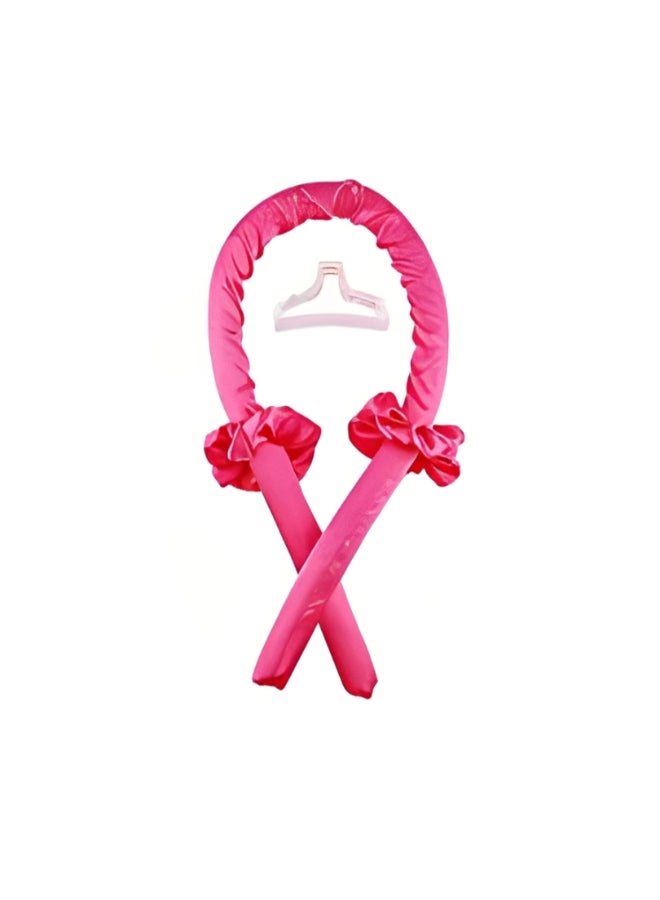 4-Piece Heatless Curling Rod With Headband Fuchsia - Image 1