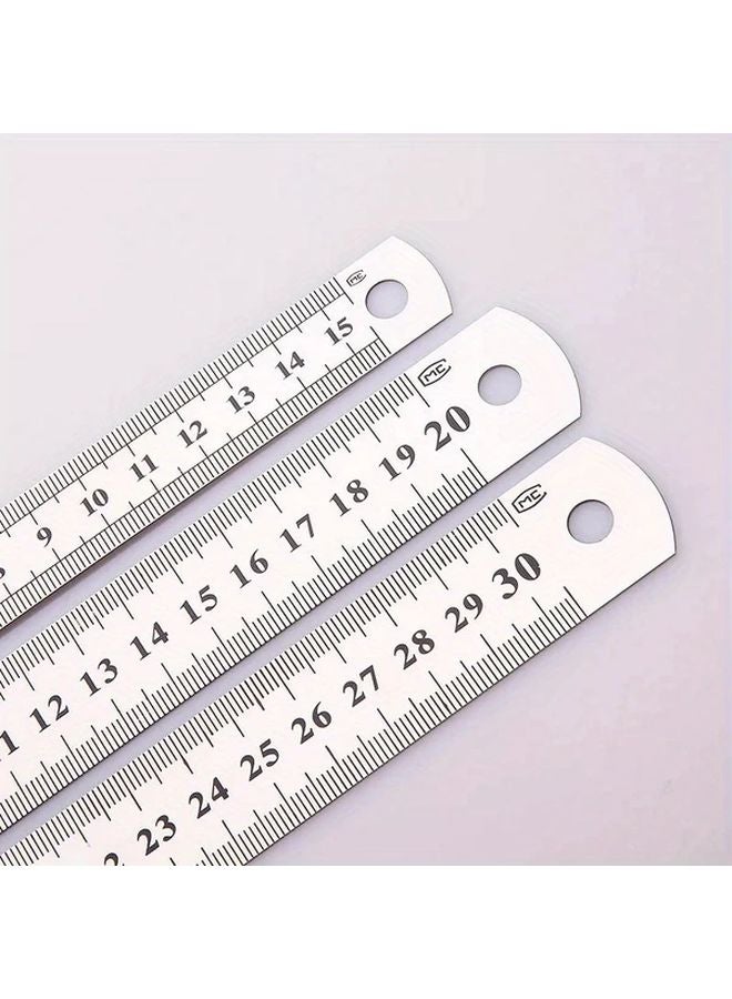 3Pcs Set Stainless Steel Metal Ruler 5 91 7 87 11 81 Inch Precision Double Sided Measuring Tool - Image 5
