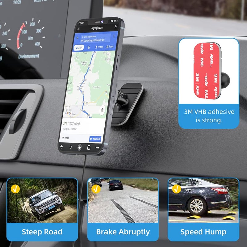 OHLPRO for MagSafe Car Mount Charger iPhone Wireless Car Charger, Stick on Dashboard Magnetic Phone Holder Mount for iPhone 17 Pro Plus Max 16 15 14 13 12 Series, 15W Fast Charging, Aluminum Shell - Image 5