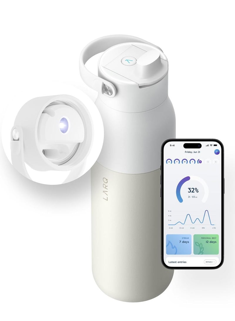 LARQ LARQ Bottle PureVis 2 34 oz - UV Water Purifier with Self-Cleaning + App Hydration Tracking, Insulated Stainless Steel Water Bottle | Reusable & Travel Friendly, 1-Year Warranty, Granite White - Image 1