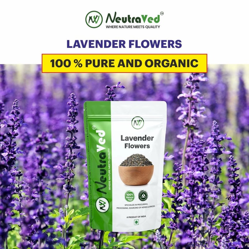 NeutraVed Lavender Dried Flowers, Chamomile Flowers, Lemongrass Herbal Tea Pack 200g - Image 3
