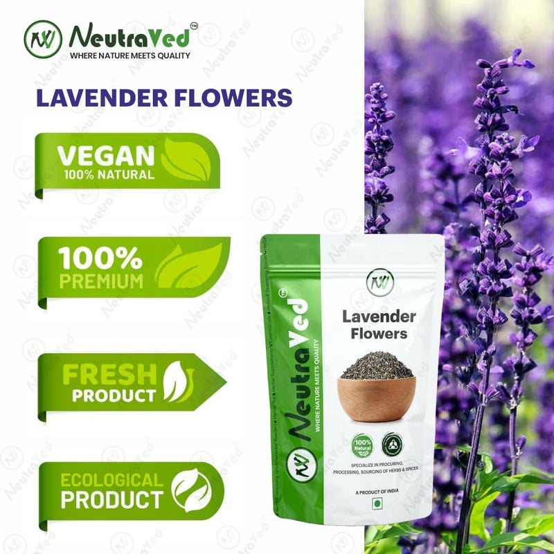 NeutraVed Lavender Dried Flowers, Chamomile Flowers, Lemongrass Herbal Tea Pack 200g - Image 4