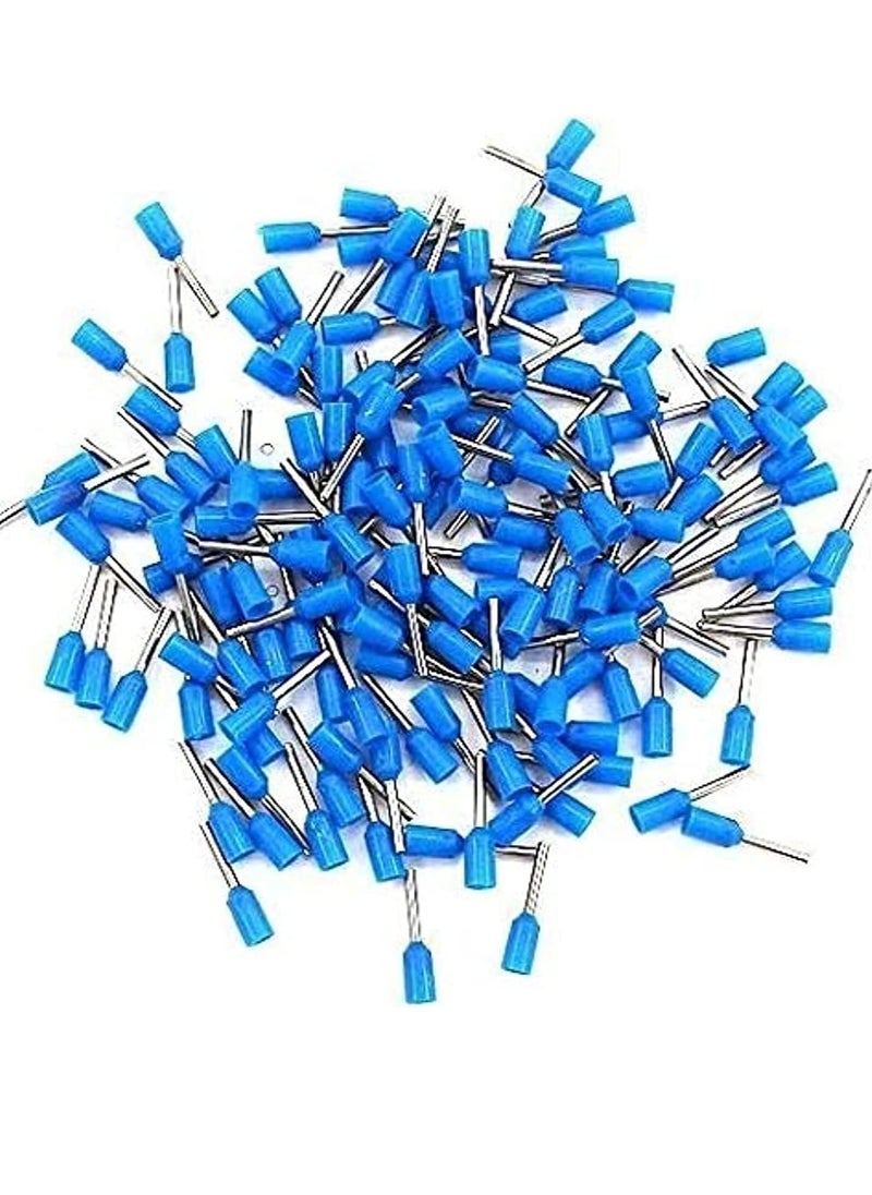 HASANAT ESSENTIALS Insulated Ferrules Terminal Block Cord End Wire Tubular Connector, Electrical Crimp Cable Lugs, Terminal Cable Crimp Cable Sleeve for Wire Connection (Pack of 100) (1.5mm - E1508, Blue)  - Image 1