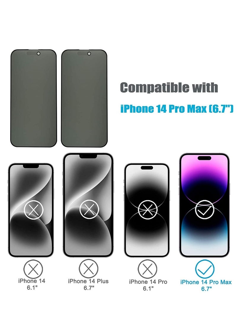 [2 Pack] Compatible with iPhone 14 Pro Max Matte Privacy Screen Protector, Anti-Glare Anti-Spy Scratch Resistant Tempered Glass Film 6.7", Smooth Feel, Anti-Fingerprints, Full Coverage