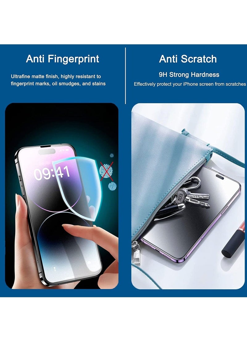 [2 Pack] Compatible with iPhone 14 Pro Max Matte Privacy Screen Protector, Anti-Glare Anti-Spy Scratch Resistant Tempered Glass Film 6.7", Smooth Feel, Anti-Fingerprints, Full Coverage