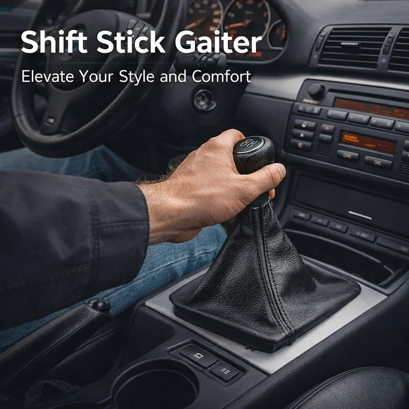 Leather Gearshift Collar Shift Stick Boot Cover, Black for 3 Series E46 1998-2005 - Durable Leather Material, Easy Installation, Interior Upgrade - Image 4