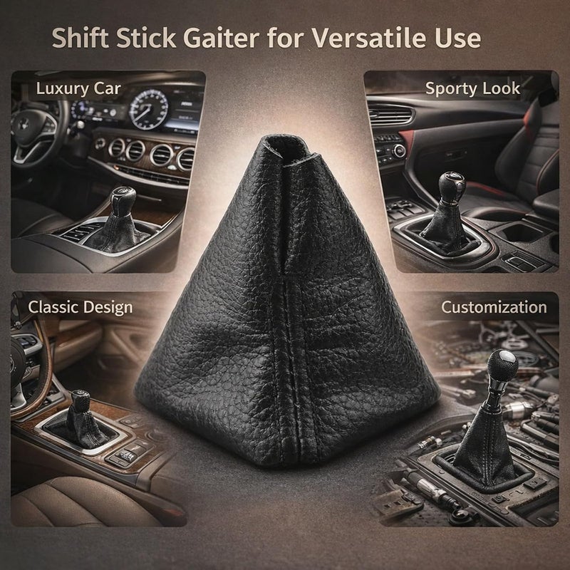 Leather Gearshift Collar Shift Stick Boot Cover, Black for 3 Series E46 1998-2005 - Durable Leather Material, Easy Installation, Interior Upgrade - Image 3
