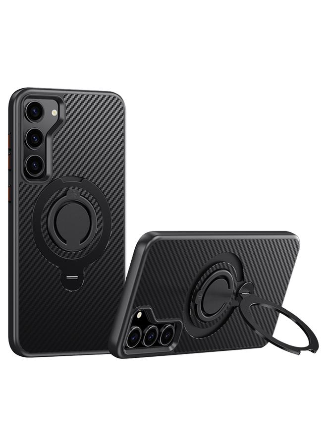 S-TOP Case For Samsung Galaxy S23+ 5G Carbon Fiber MagSafe Phone Case with 360 Degree Rotating Holder - Image 1