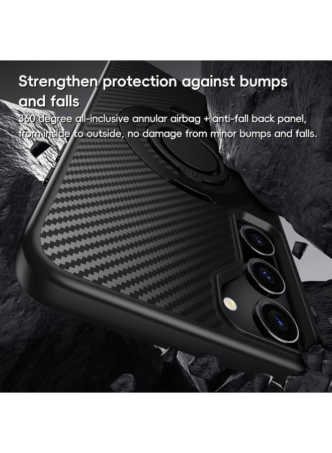 S-TOP Case For Samsung Galaxy S23+ 5G Carbon Fiber MagSafe Phone Case with 360 Degree Rotating Holder - Image 5
