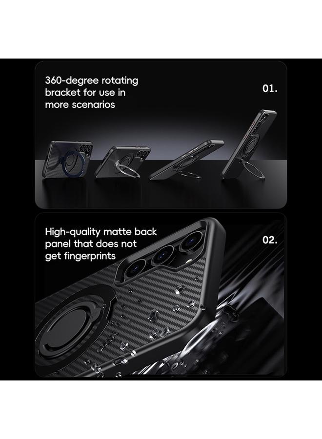 S-TOP Case For Samsung Galaxy S23+ 5G Carbon Fiber MagSafe Phone Case with 360 Degree Rotating Holder - Image 3