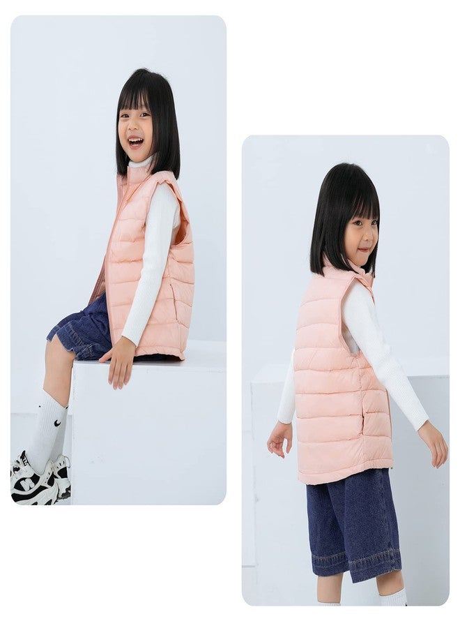 AIEOE Boys Girls Winter Puffer Vest Kids Lightweight Sleeveless Jacket Lined Zipper Outwear Waistcoat Pink 12-13 Years - Image 5