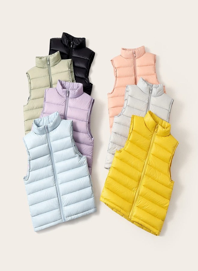 AIEOE Boys Girls Winter Puffer Vest Kids Lightweight Sleeveless Jacket Lined Zipper Outwear Waistcoat Pink 12-13 Years - Image 4