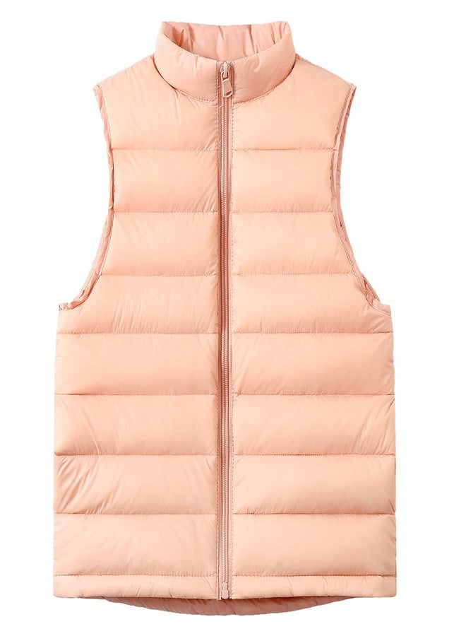 AIEOE Boys Girls Winter Puffer Vest Kids Lightweight Sleeveless Jacket Lined Zipper Outwear Waistcoat Pink 12-13 Years - Image 1