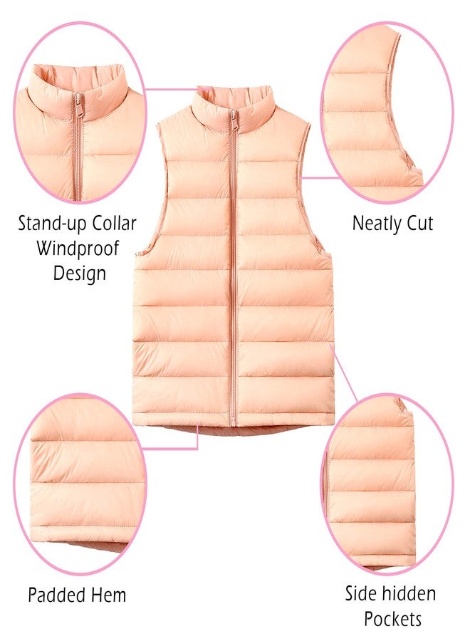 AIEOE Boys Girls Winter Puffer Vest Kids Lightweight Sleeveless Jacket Lined Zipper Outwear Waistcoat Pink 12-13 Years - Image 2