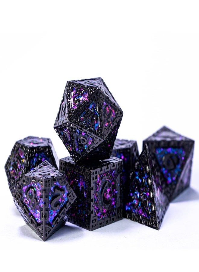 UDIXI Metal DND Dice Set, 7PCS Polyhedral Metal Dice Set D&D Dragon with Gift Box for Role Playing Games and Other Tabletop Game (Purple Sequins) - Image 2