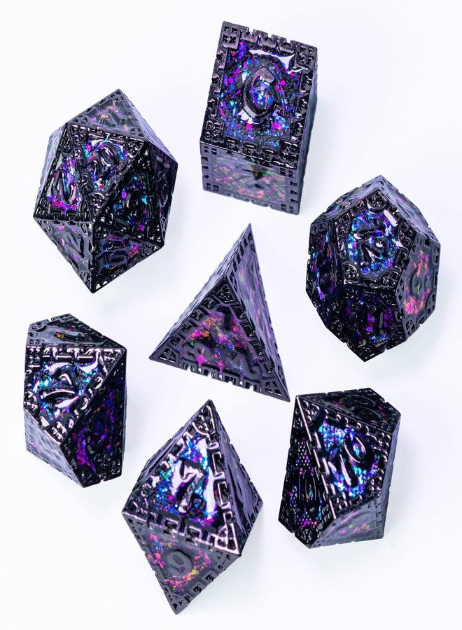 UDIXI Metal DND Dice Set, 7PCS Polyhedral Metal Dice Set D&D Dragon with Gift Box for Role Playing Games and Other Tabletop Game (Purple Sequins) - Image 3